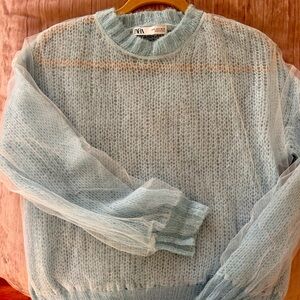 Zara sheer light blue top